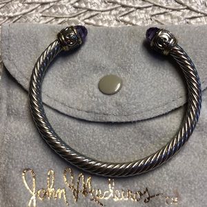 John Medeiros cuff bracelet with amethyst end cap